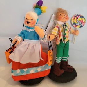 Annalee Wizard Of Oz Munchkin Flowerpot Kid & Lollipop Kid.